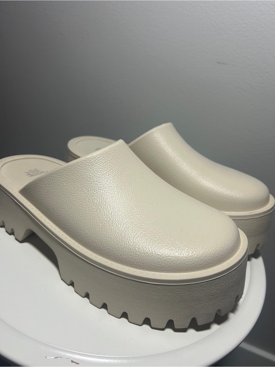 Shoes - Cream Platform Clog Mules for Women